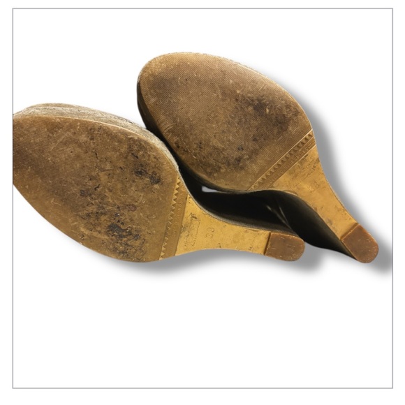 Vintage Davos Gomma Platform Wedge Heels Slingback Peep Toe Taupe Suede - Picture 7 of 10